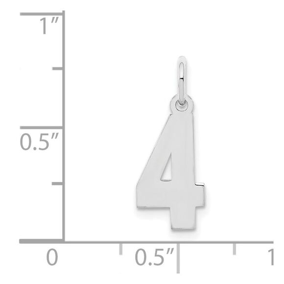 Sterling Silver, Athletic Collection, Small Polished Number 4 Pendant - Picture 4 of 5